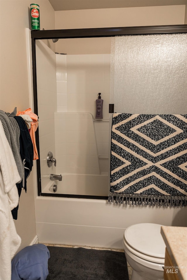 bathroom featuring  shower combination and toilet