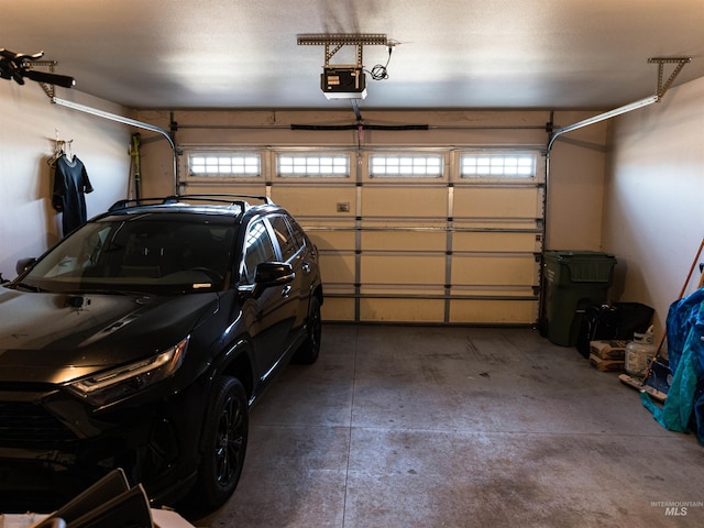 garage with a garage door opener