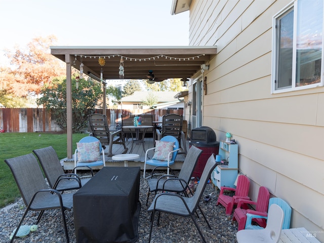 view of patio / terrace with ceiling fan