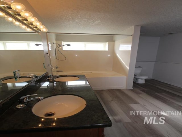 bathroom featuring double vanity, a sink, and wood finished floors