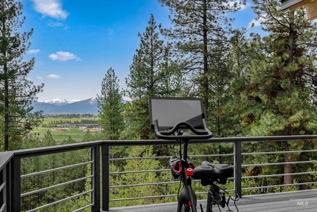 balcony featuring a mountain view