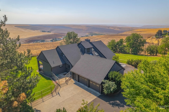 drone / aerial view with a rural view