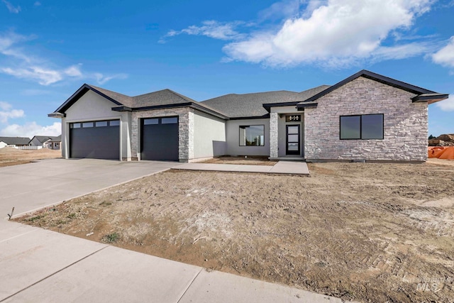 view of front of property with a garage