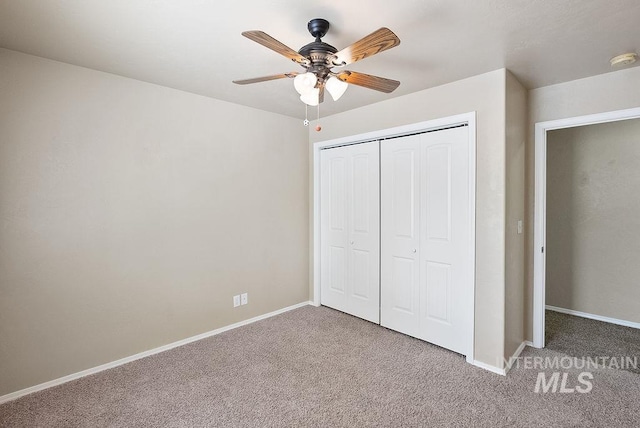 720 E Main St, Jerome, ID 83338 - unfurnished bedroom featuring carpet floors, baseboards, a closet, and ceiling fan