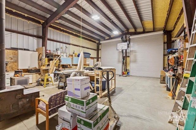 garage featuring a workshop area