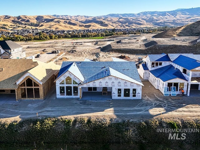 drone / aerial view with a mountain view