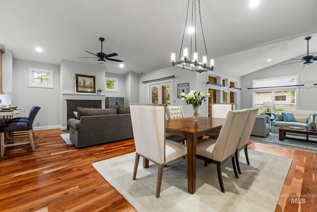 2411 S Marypost, Eagle, ID 83616 - dining space with a ceiling fan, plenty of natural light, recessed lighting, light wood finished floors, and lofted ceiling