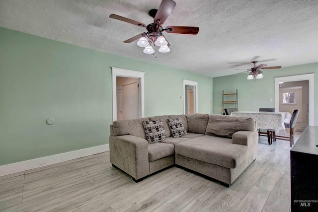 412 6th Ave N, Twin Falls, ID 83301 - living room featuring ceiling fan, a textured ceiling, and light wood-style floors
