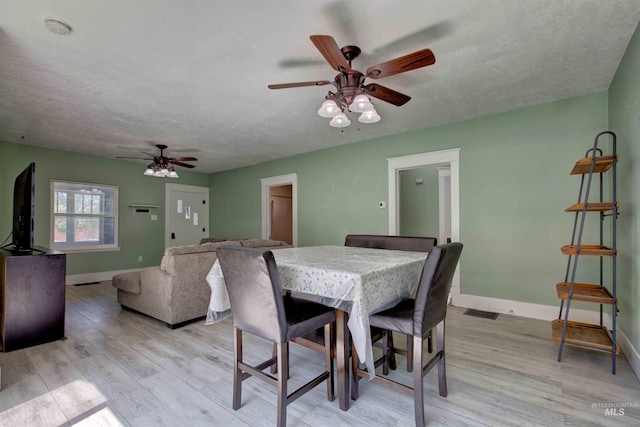 412 6th Ave N, Twin Falls, ID 83301 - dining space featuring ceiling fan, light wood finished floors, and a textured ceiling