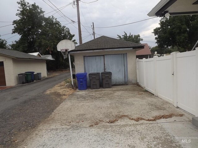 view of garage