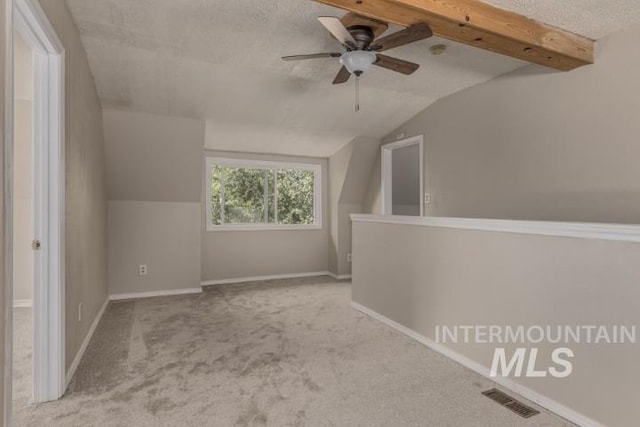 4610 Power Rd, Ontario, OR 97914 - bonus room with lofted ceiling, a textured ceiling, ceiling fan, carpet floors, and baseboards