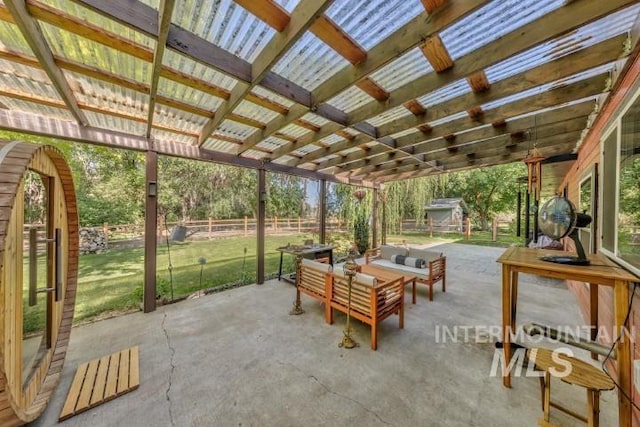 4610 Power Rd, Ontario, OR 97914 - view of patio / terrace with a pergola and an outdoor hangout area