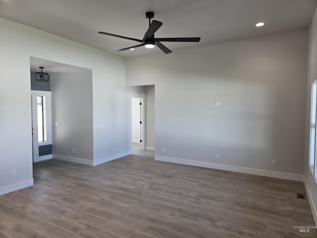 531 Full Moon Way, Twin Falls, ID 83301 - empty room featuring ceiling fan, recessed lighting, and dark wood finished floors