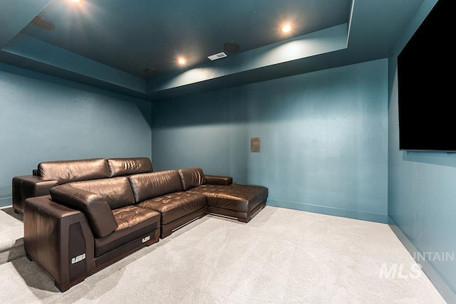 1519 S Galaxy Way, Boise, ID 83712 - cinema with carpet floors, a tray ceiling, and recessed lighting