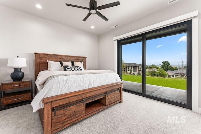 1519 S Galaxy Way, Boise, ID 83712 - bedroom featuring carpet, access to outside, recessed lighting, and ceiling fan