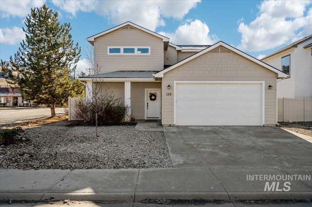 view of property featuring a garage