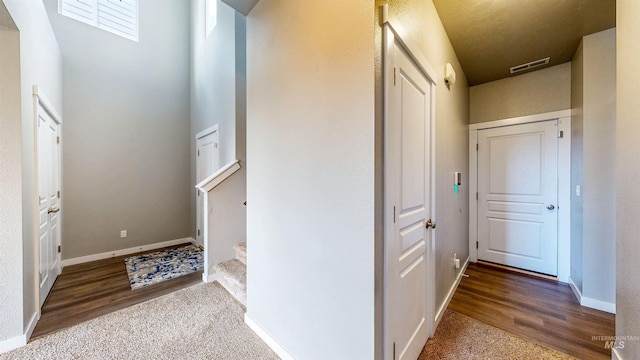 133 S Baraya Way, Meridian, ID 83642 - hall with wood finished floors, baseboards, and stairs