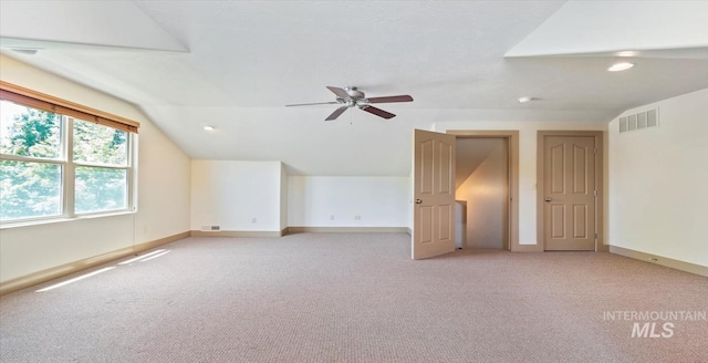 1563 W Colville Ct, Eagle, ID 83616 - additional living space featuring light colored carpet, ceiling fan, vaulted ceiling, and recessed lighting