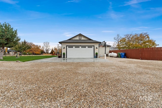 exterior space with a garage