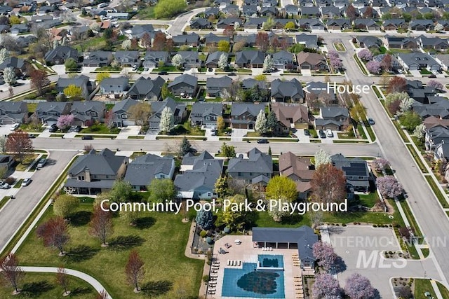 aerial view featuring a residential view