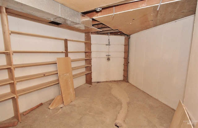 view of unfinished basement