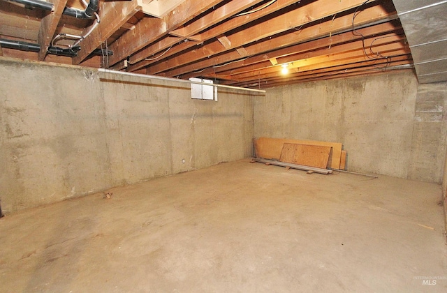 view of unfinished basement