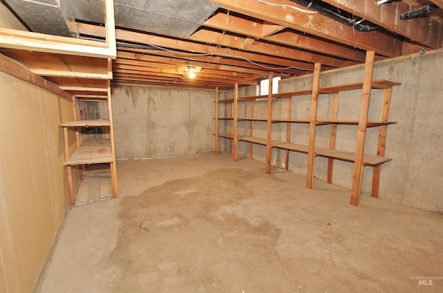 view of unfinished basement