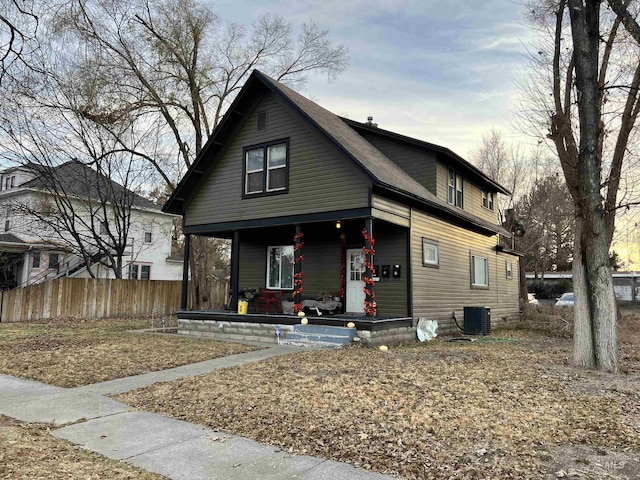 bungalow with covered porch and central AC