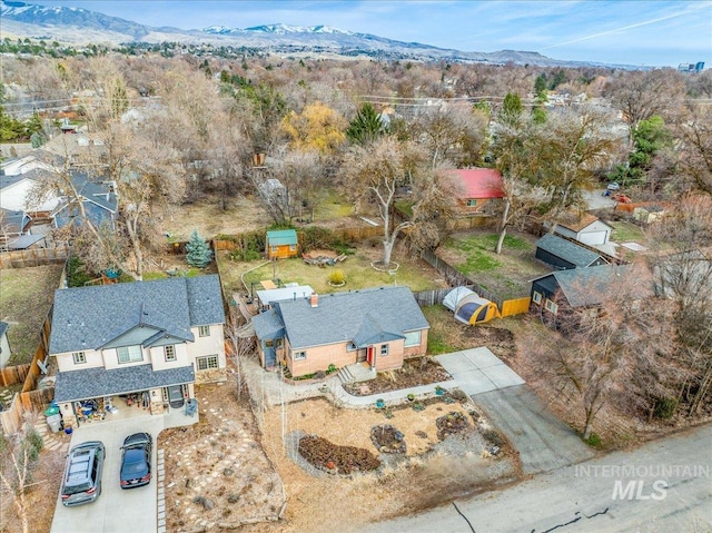 bird's eye view featuring a mountain view