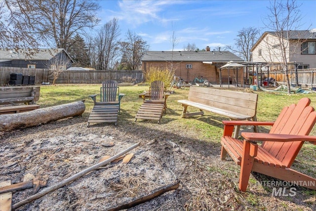 view of yard featuring a fenced backyard