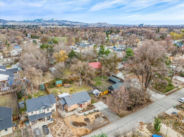 aerial view with a residential view and a mountain view