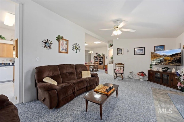 321 S 600 E, Jerome, ID 83338 - carpeted living area with ceiling fan