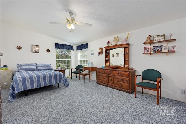 321 S 600 E, Jerome, ID 83338 - bedroom featuring carpet floors, lofted ceiling, and a ceiling fan