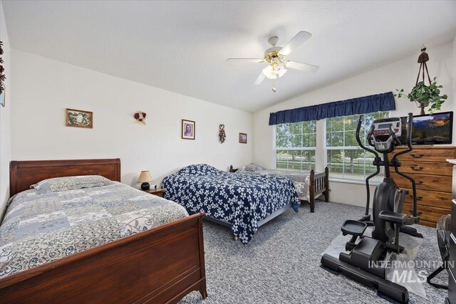 321 S 600 E, Jerome, ID 83338 - carpeted bedroom with vaulted ceiling and a ceiling fan