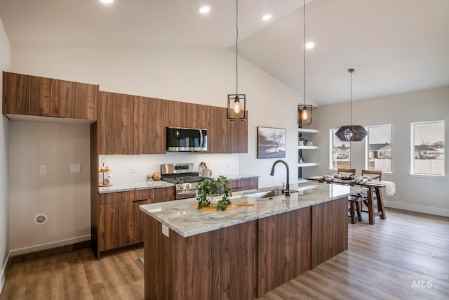 1100 Tanglewood St, Burley, ID 83318 - kitchen featuring a sink, modern cabinets, appliances with stainless steel finishes, and wood finished floors