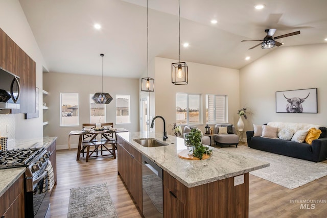 1100 Tanglewood St, Burley, ID 83318 - kitchen featuring modern cabinets, a sink, stainless steel appliances, and light wood-type flooring