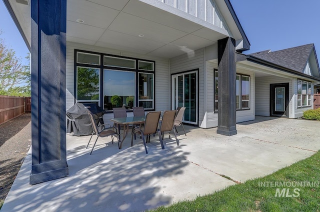 3713 W Ladle Rapids St, Meridian, ID 83646 - view of patio with fence, area for grilling, and outdoor dining space