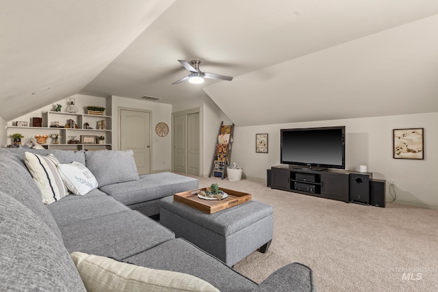 1215 N Macaile, Eagle, ID 83616 - carpeted living area featuring lofted ceiling and a ceiling fan