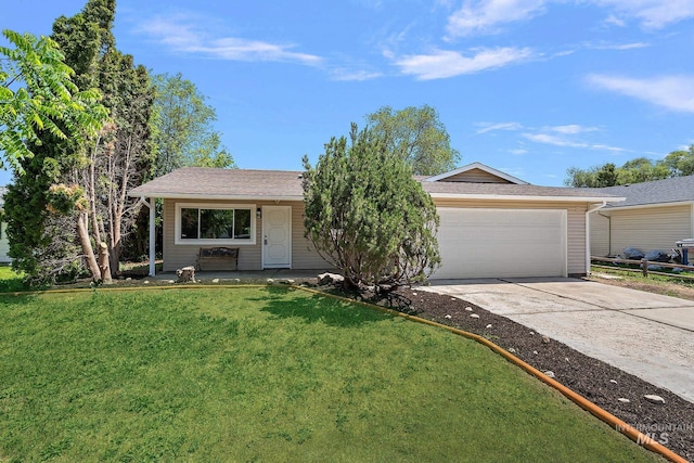 64 Borah, Nampa, ID 83651 - view of front facade featuring driveway, a garage, a front lawn, and roof with shingles