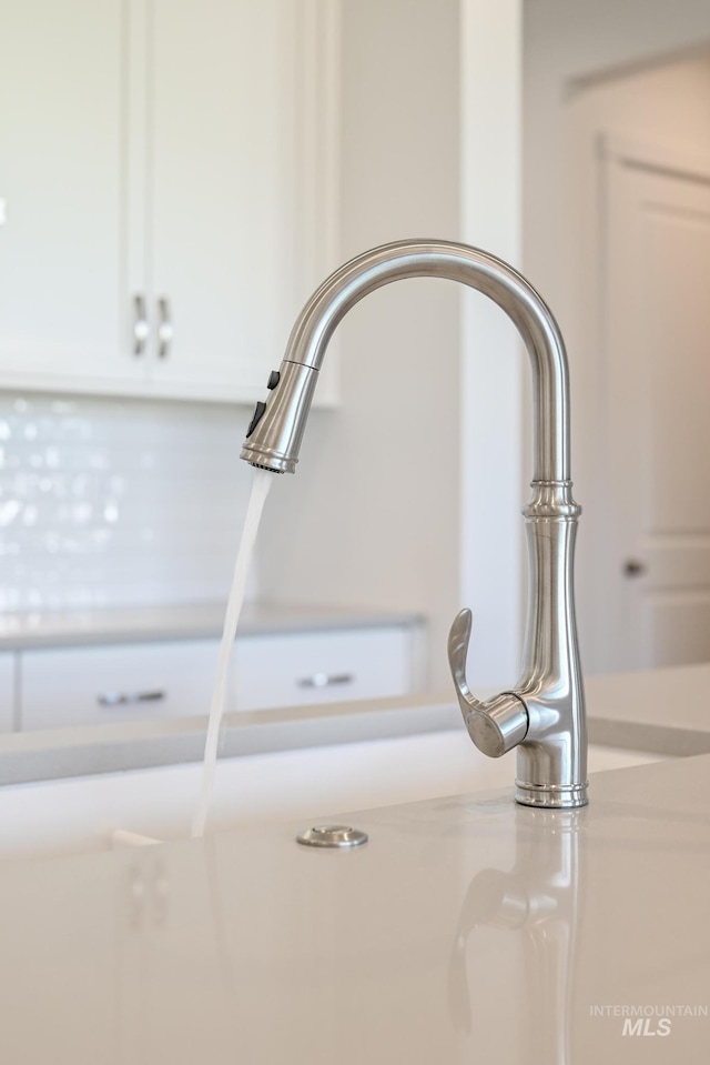 details featuring white cabinetry and sink