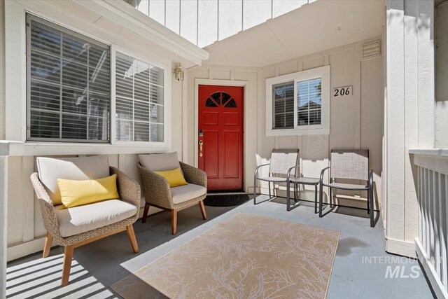 interior space with a patio