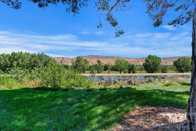 mountain view with a water view