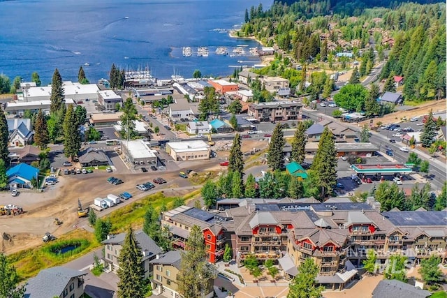 aerial view of a nearby body of water
