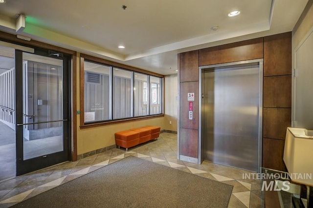common area with recessed lighting