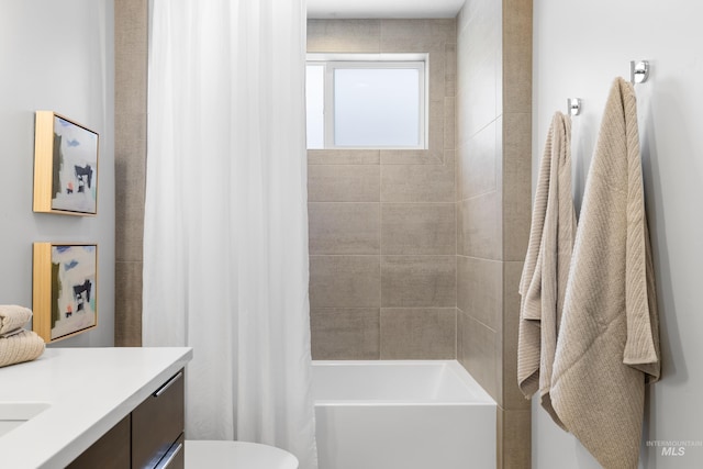 4213 E Divide Pass St, Meridian, ID 83642 - bathroom with vanity and shower / bath combo with shower curtain