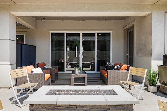4213 E Divide Pass St, Meridian, ID 83642 - view of patio with an outdoor living space with a fire pit