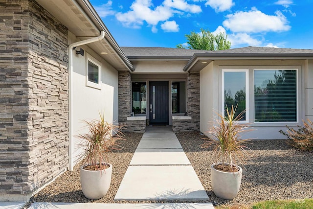 4213 E Divide Pass St, Meridian, ID 83642 - entrance to property with stone siding and stucco siding