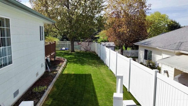 view of yard featuring a fenced backyard