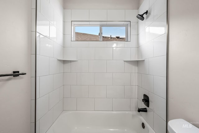 full bathroom with toilet and shower / bathtub combination