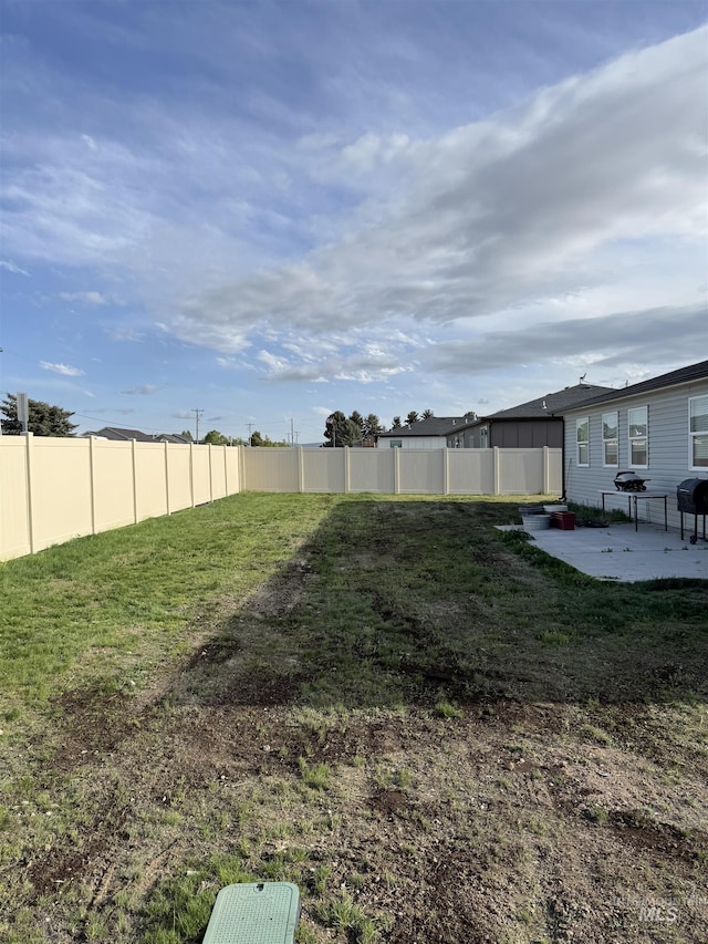 view of yard featuring a patio area